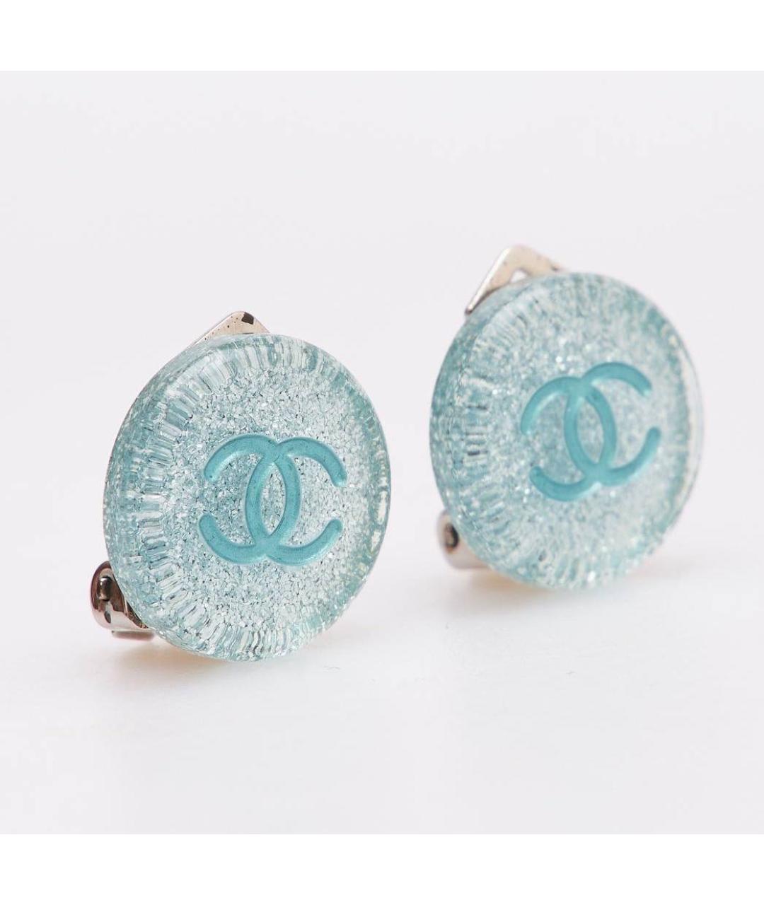 CHANEL Голубые пластиковые серьги, фото 5