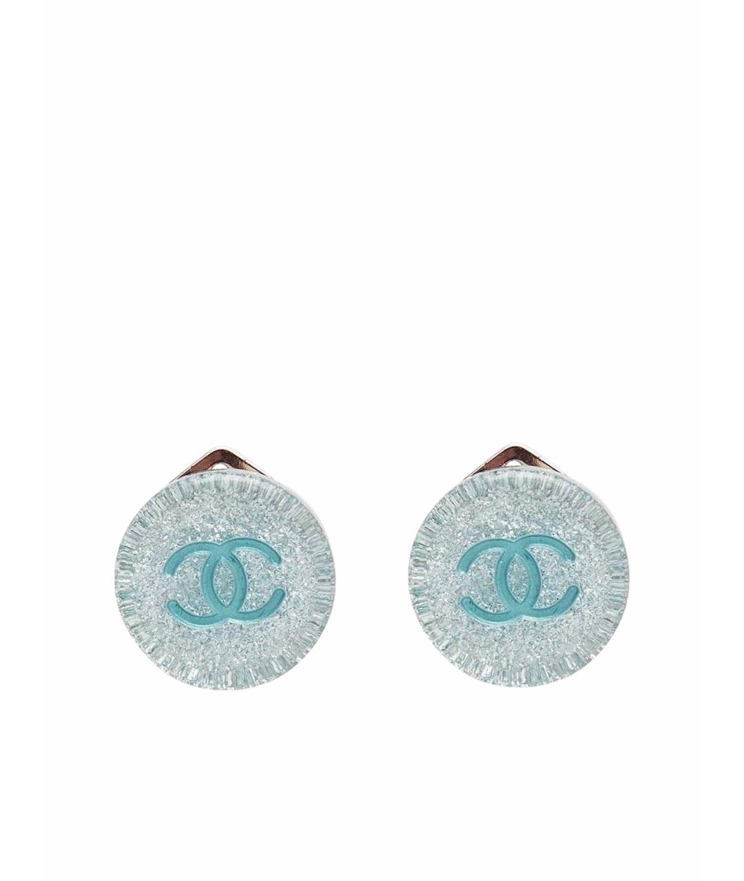CHANEL Голубые пластиковые серьги, фото 1