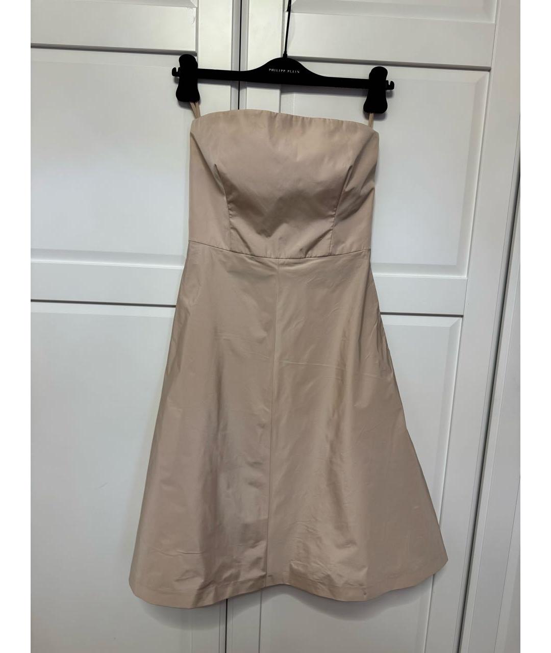 RED VALENTINO Бежевое полиэстеровое коктейльное платье, фото 5