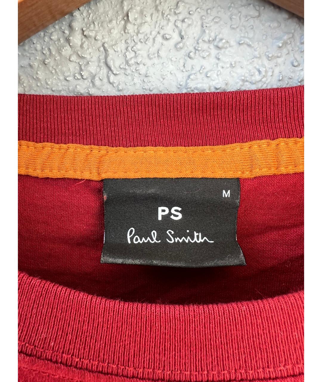 PAUL SMITH Бордовая хлопковая футболка, фото 3