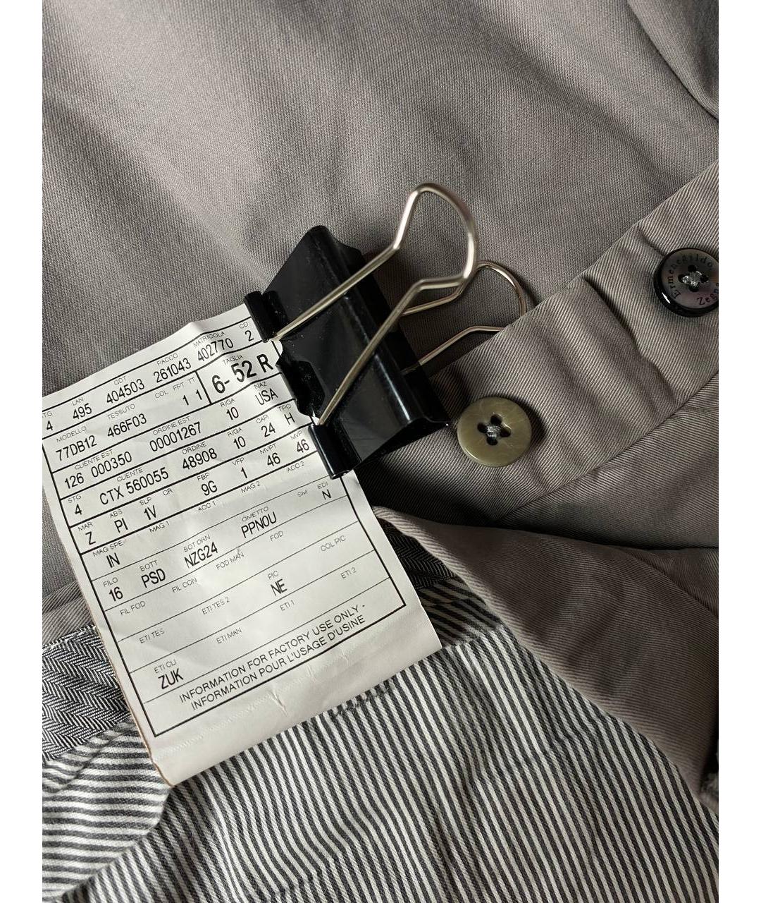 ERMENEGILDO ZEGNA XXX Серые хлопковые повседневные брюки, фото 8