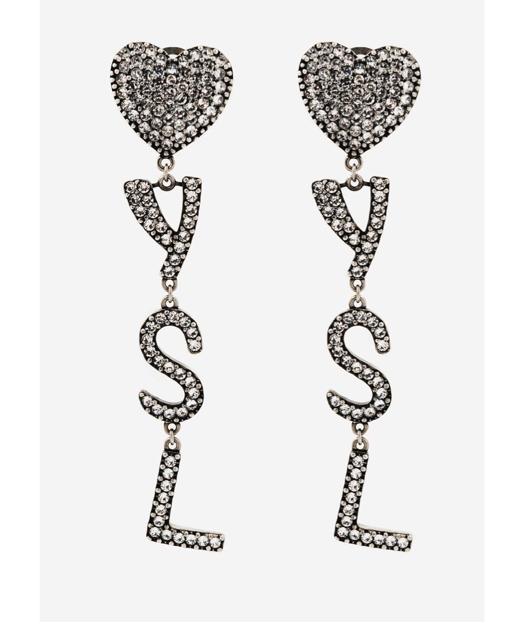 SAINT LAURENT Серебряные металлические серьги, фото 7