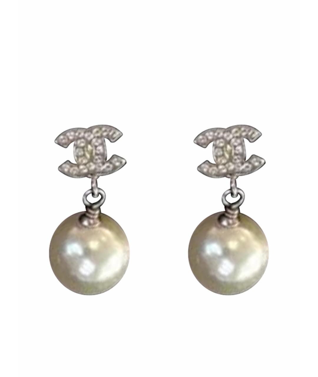 CHANEL Белые серьги, фото 1