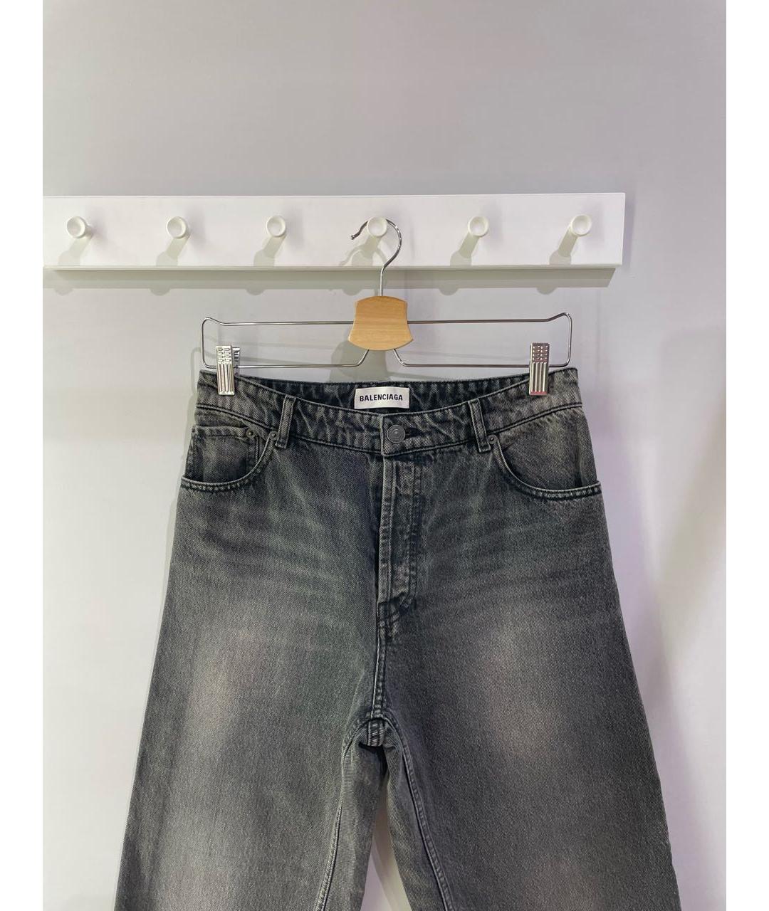 BALENCIAGA Антрацитовые хлопковые прямые джинсы, фото 2
