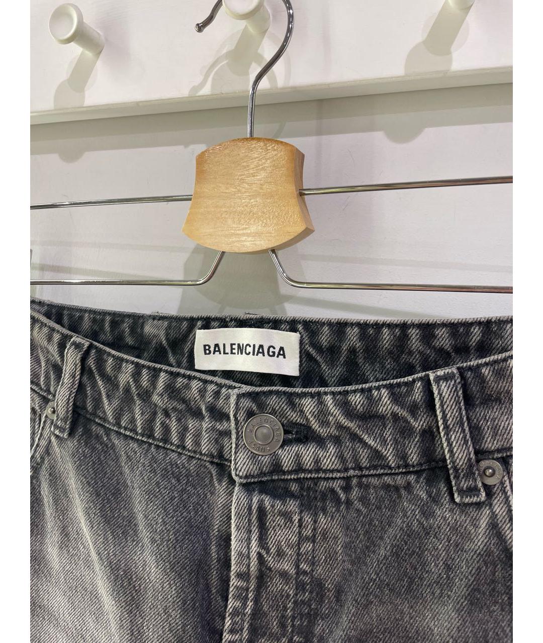 BALENCIAGA Антрацитовые хлопковые прямые джинсы, фото 3