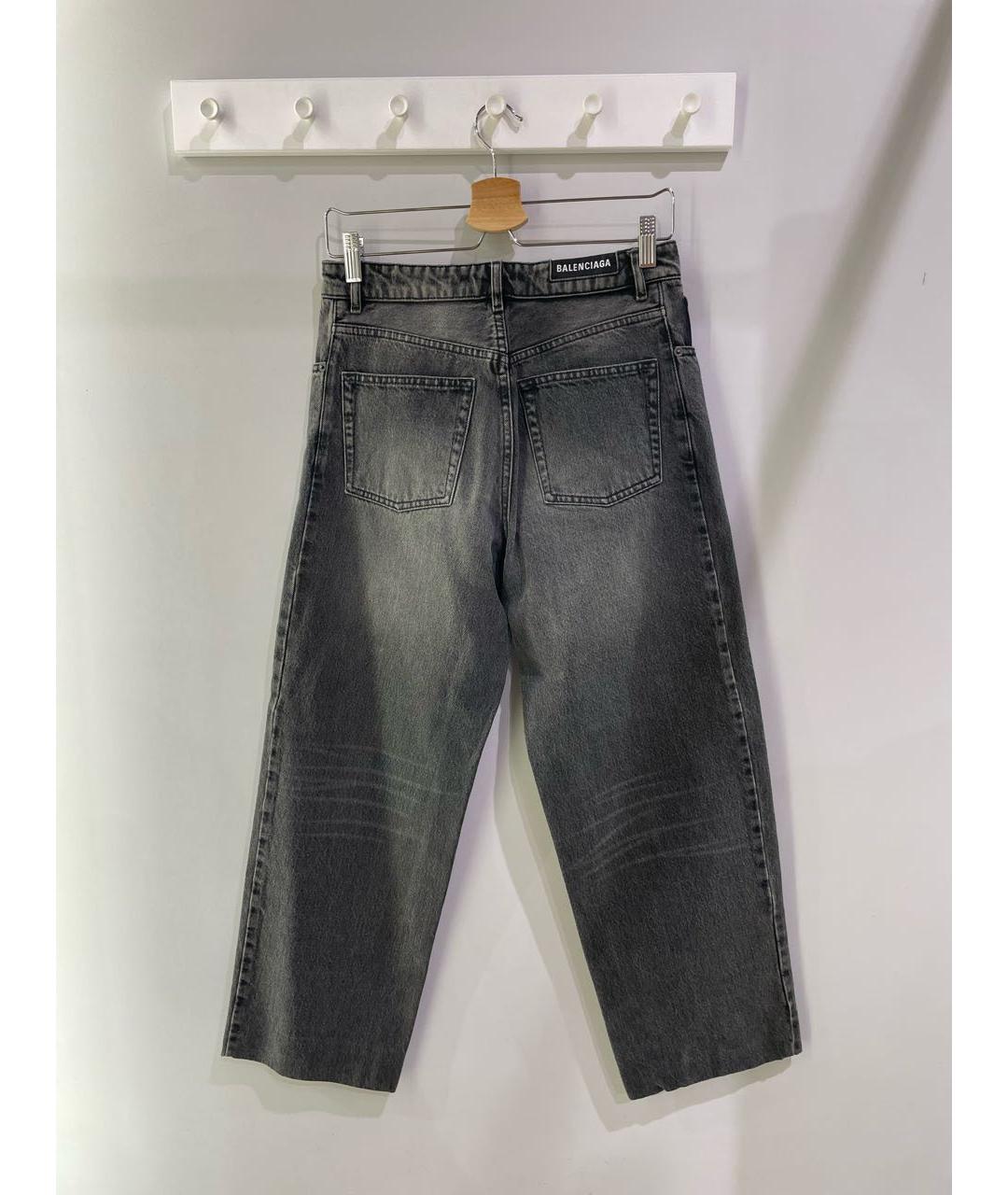 BALENCIAGA Антрацитовые хлопковые прямые джинсы, фото 4