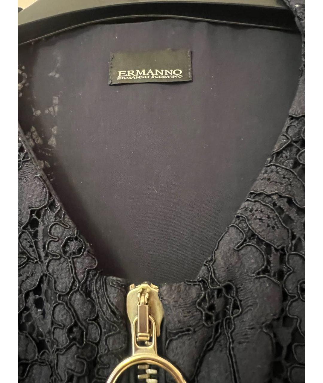 ERMANNO SCERVINO Темно-синее кружевное повседневное платье, фото 3
