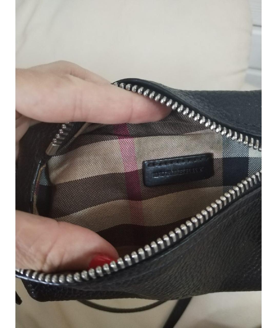 BURBERRY Черная кожаная сумка через плечо, фото 4