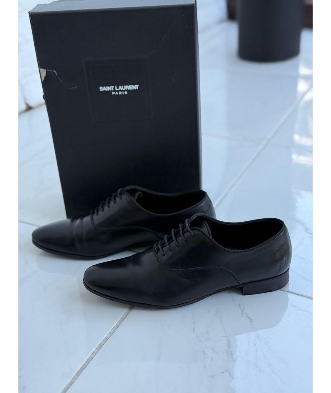 SAINT LAURENT Черные кожаные брогги и оксфорды, фото 7
