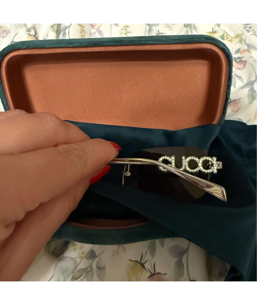 GUCCI Бордовые металлические солнцезащитные очки, фото 2