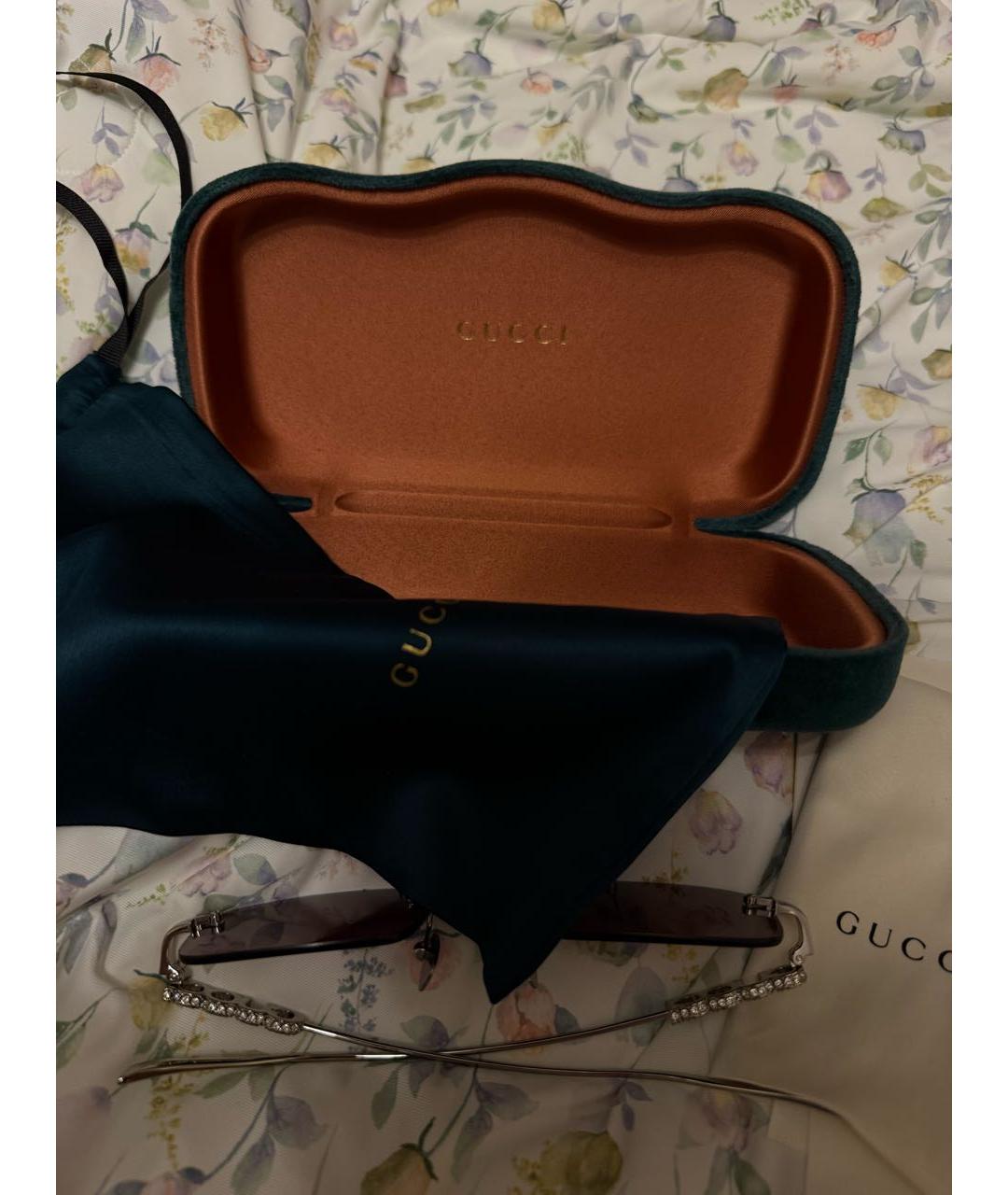 GUCCI Бордовые металлические солнцезащитные очки, фото 5