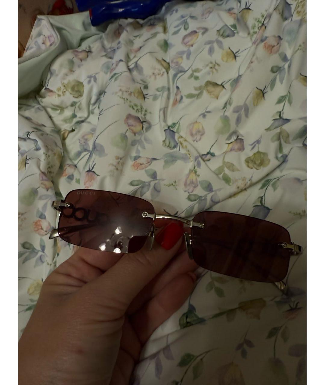 GUCCI Бордовые металлические солнцезащитные очки, фото 6