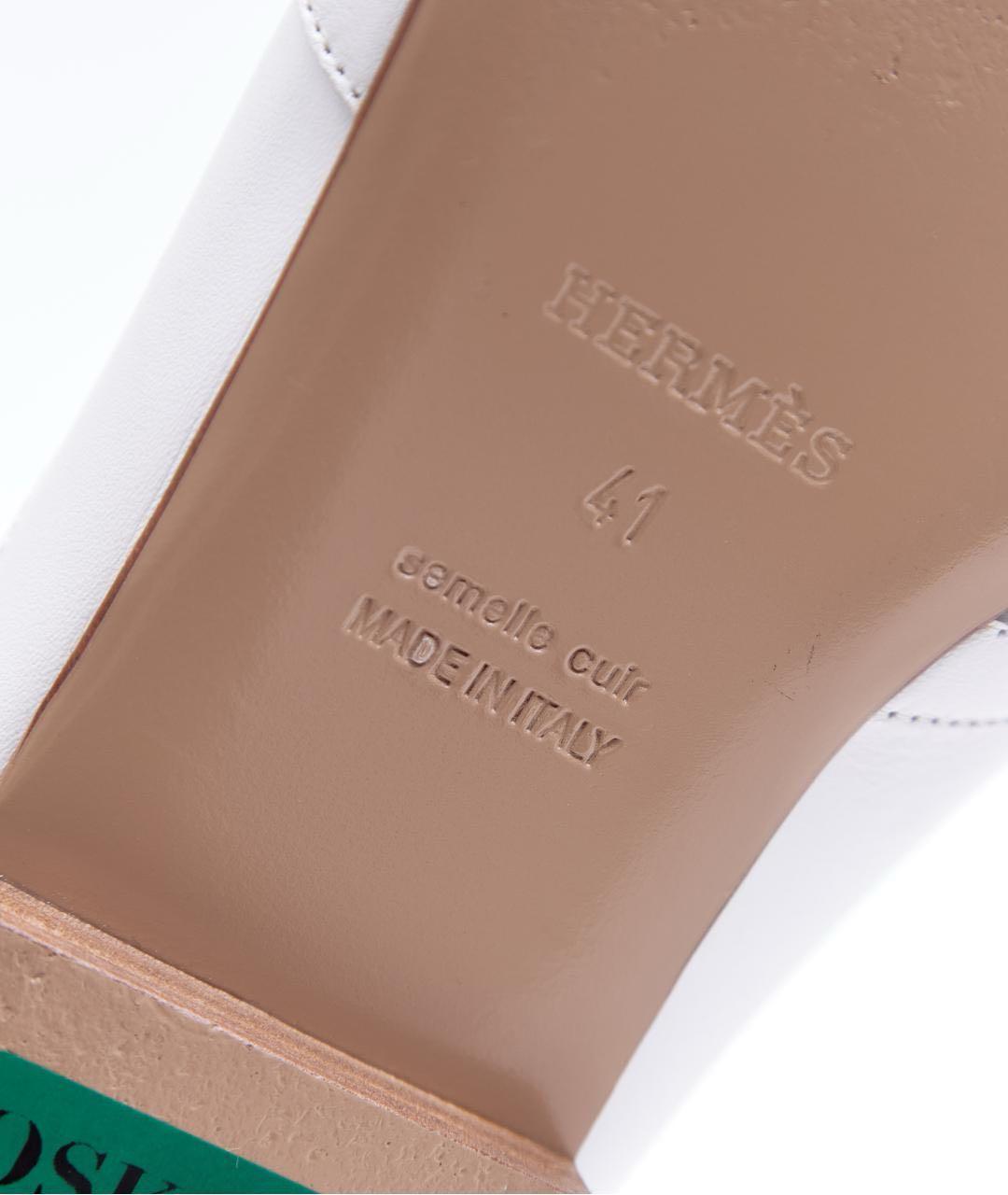 HERMES Белые кожаные сабо, фото 8