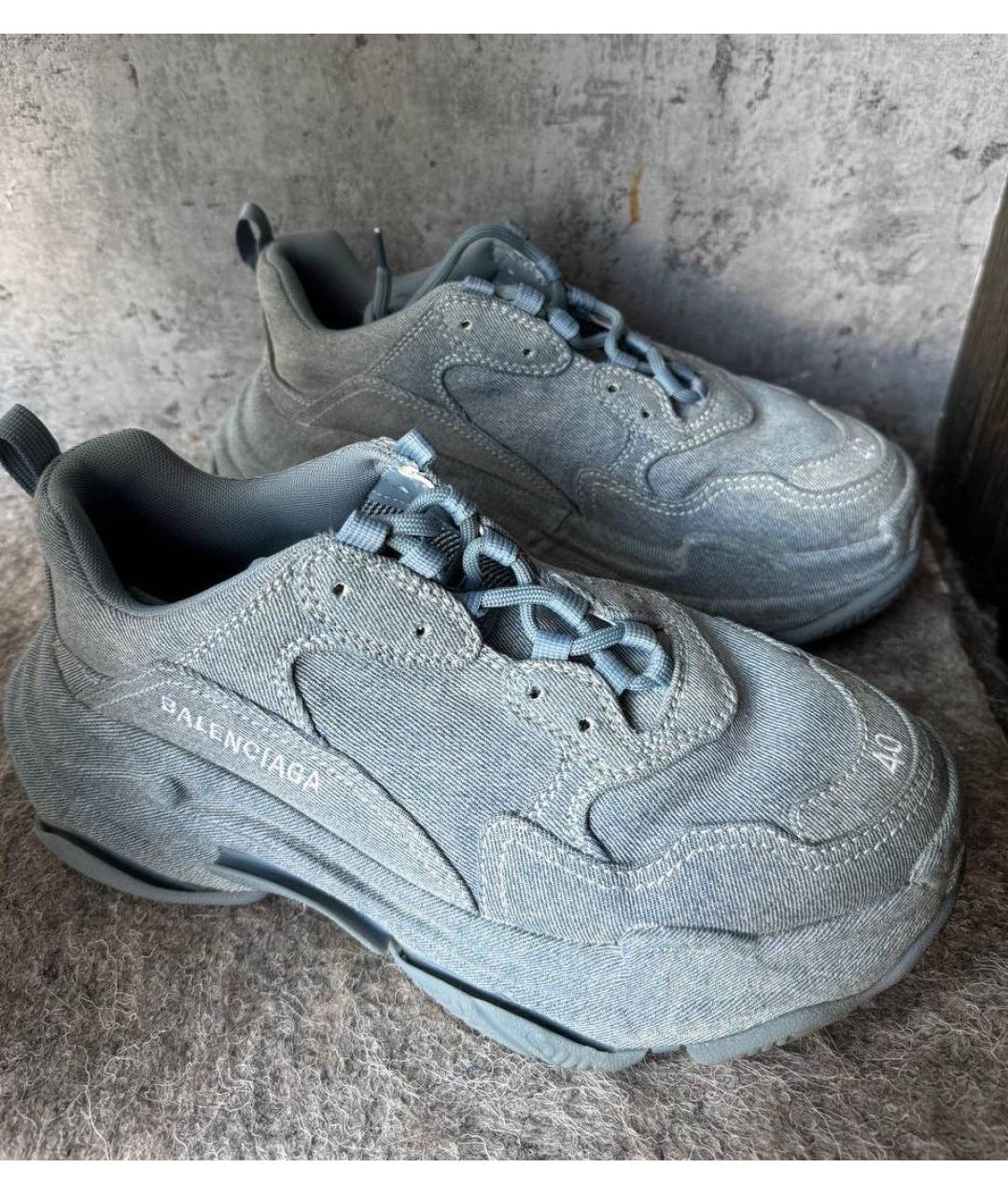 BALENCIAGA Голубые текстильные кроссовки, фото 4