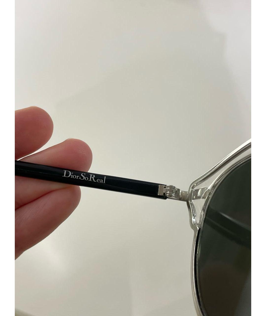 CHRISTIAN DIOR Серебряные металлические солнцезащитные очки, фото 6