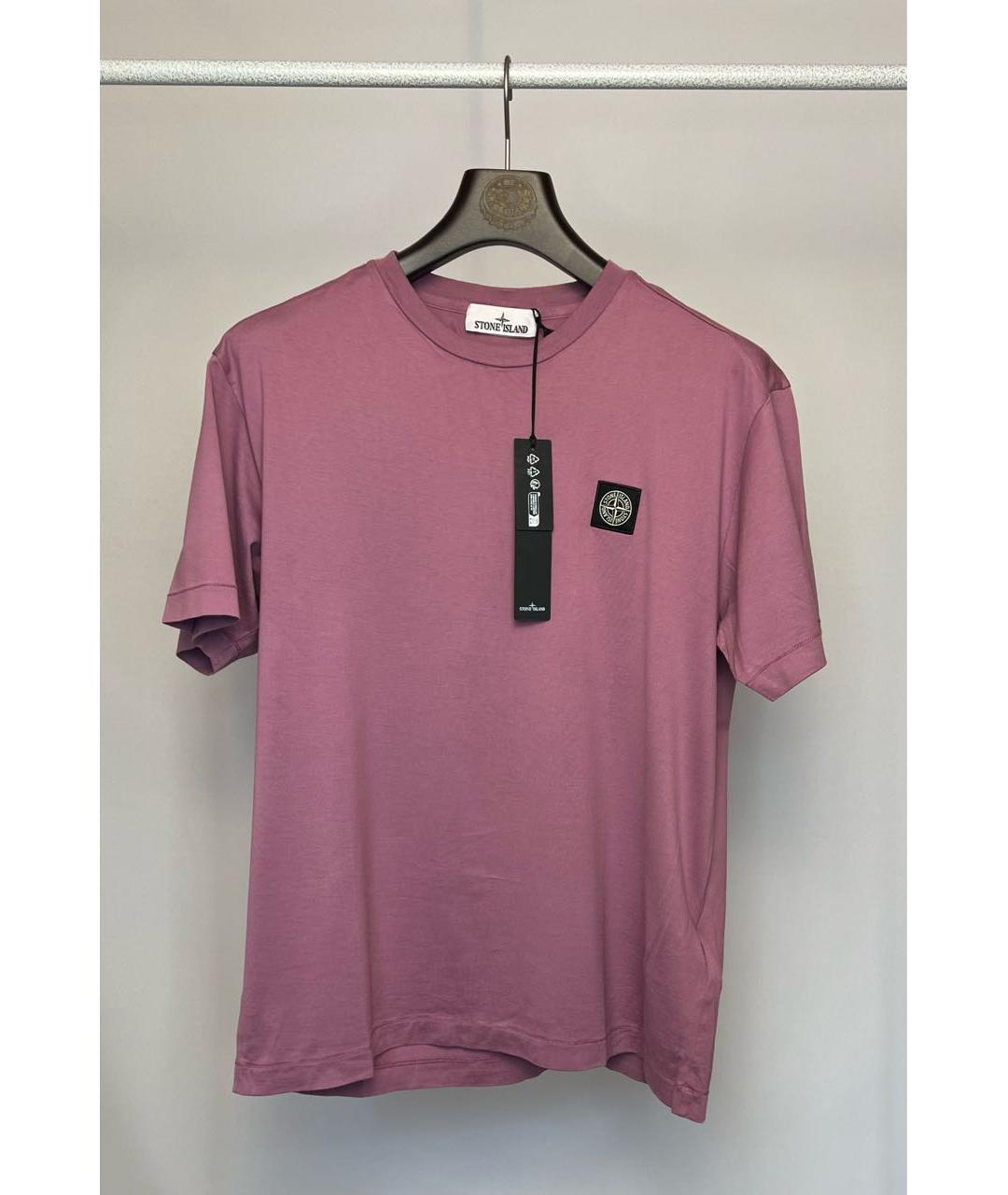STONE ISLAND Розовая хлопковая футболка, фото 6