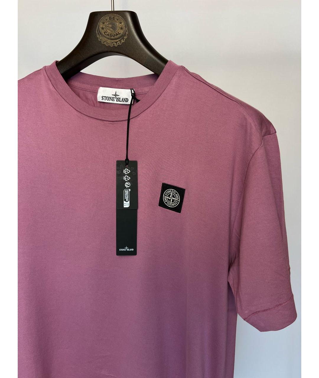 STONE ISLAND Розовая хлопковая футболка, фото 3