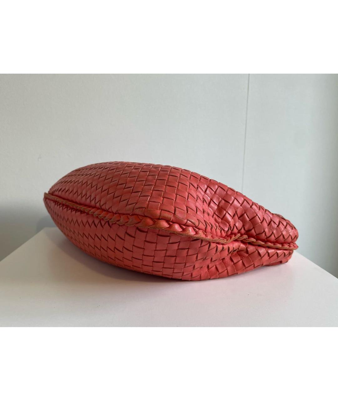 BOTTEGA VENETA Коралловая кожаная сумка с короткими ручками, фото 4