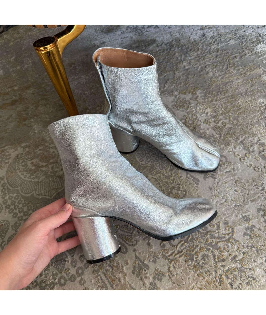 MAISON MARGIELA Серебряные кожаные ботильоны, фото 4