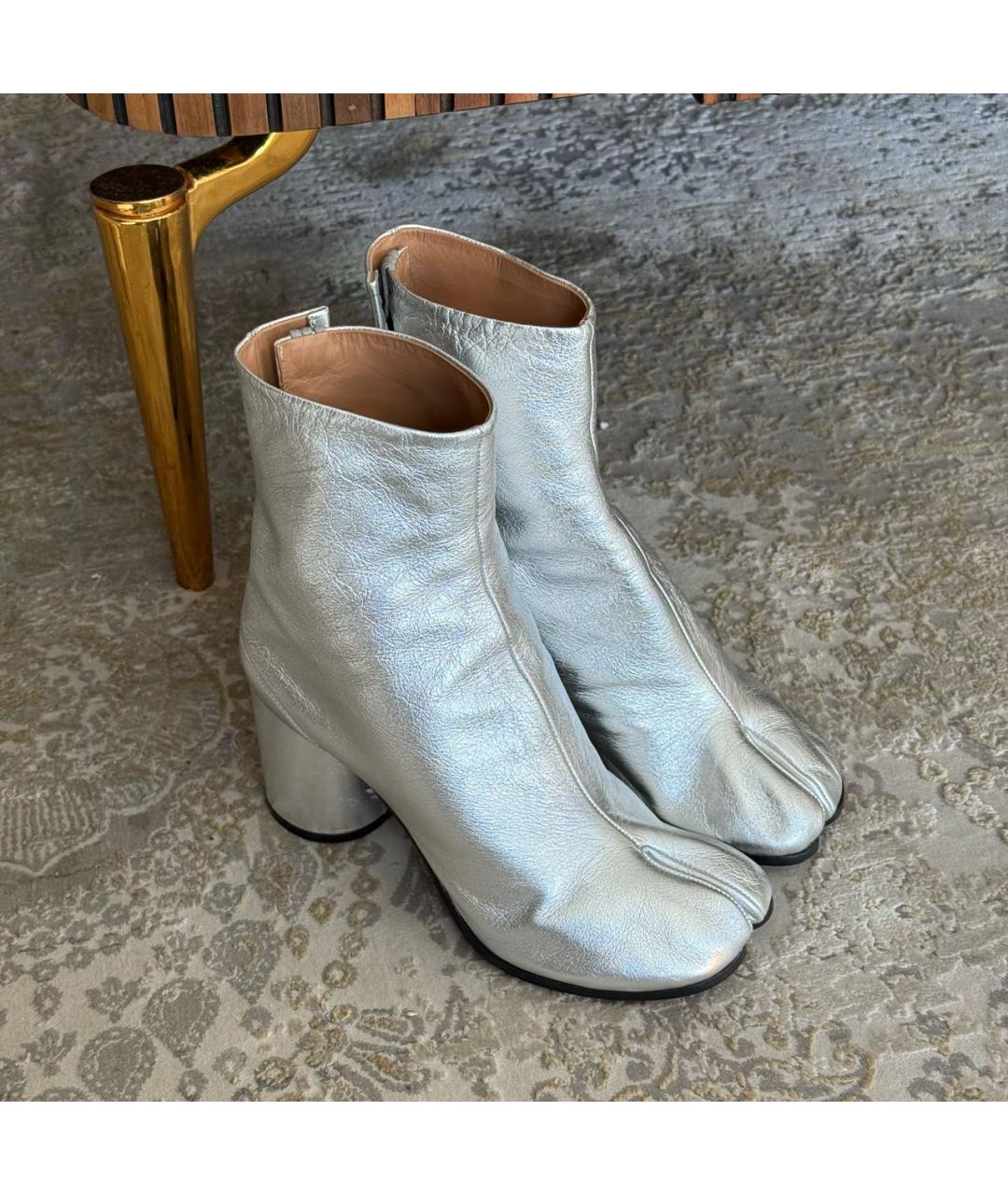 MAISON MARGIELA Серебряные кожаные ботильоны, фото 2