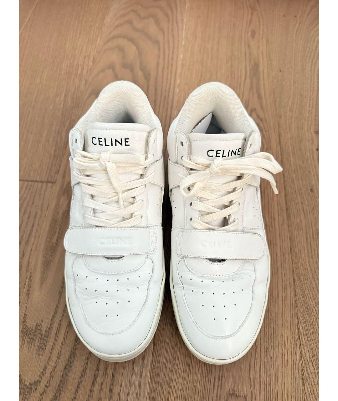 CELINE Белые кожаные кроссовки, фото 2