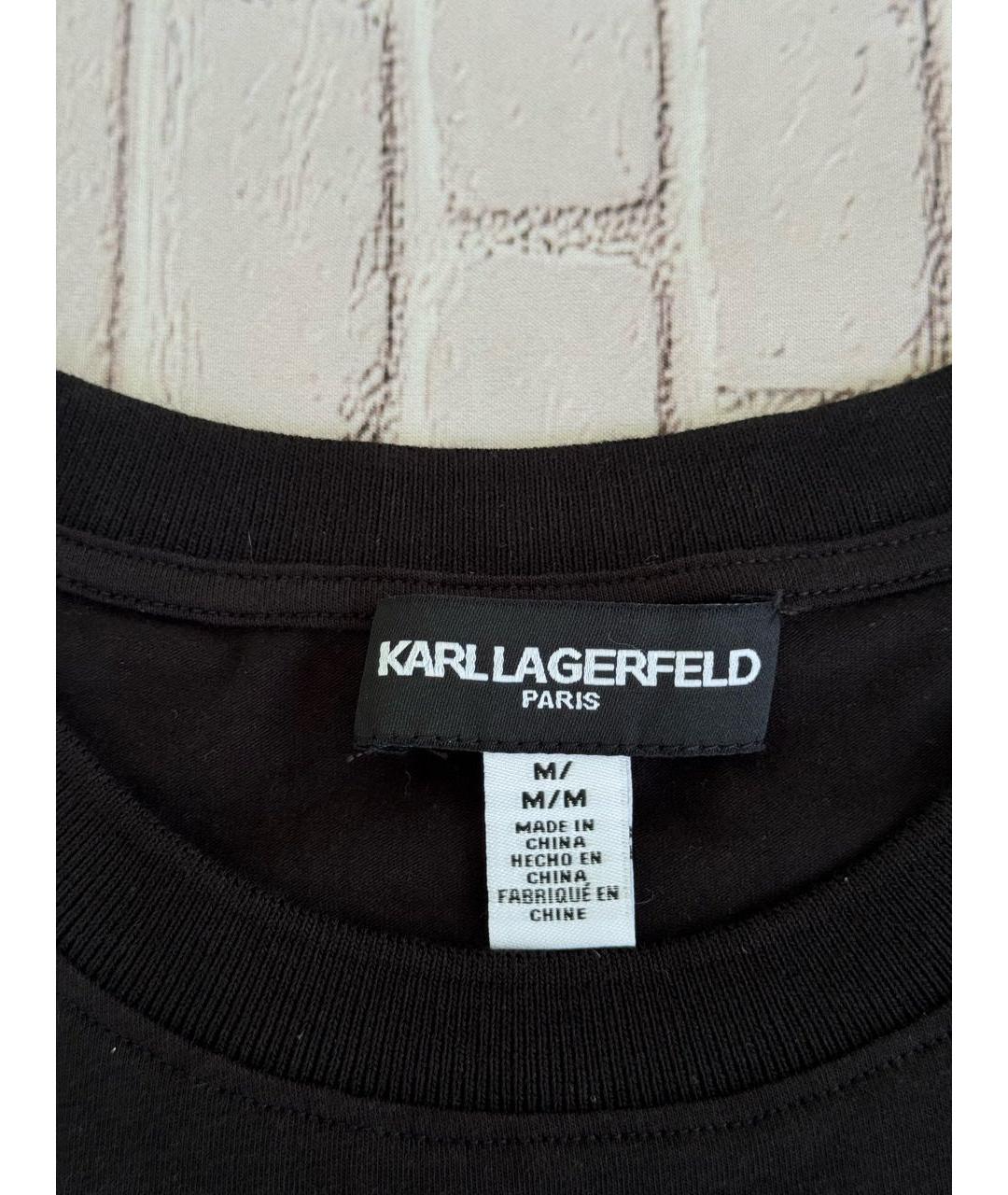 KARL LAGERFELD Черная хлопко-эластановая футболка, фото 4