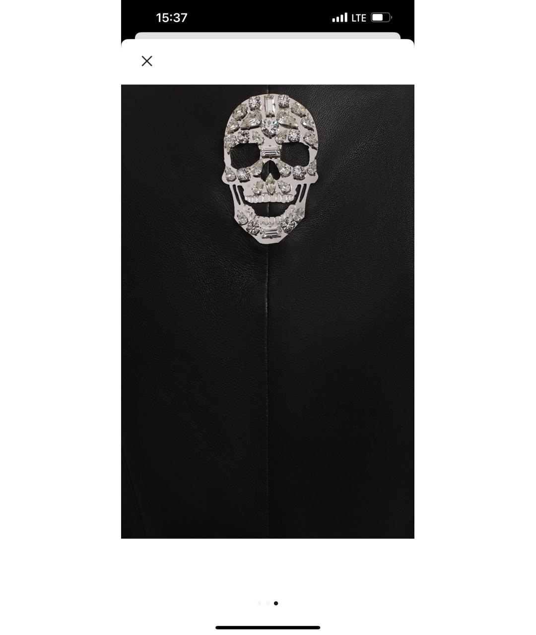 PHILIPP PLEIN Черная кожаная куртка, фото 3