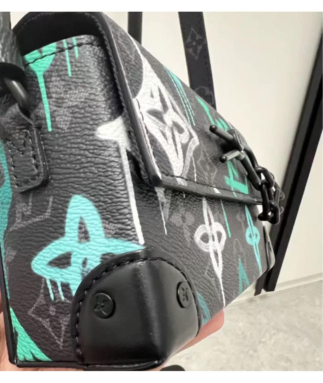 LOUIS VUITTON Антрацитовая кожаная сумка на плечо, фото 5