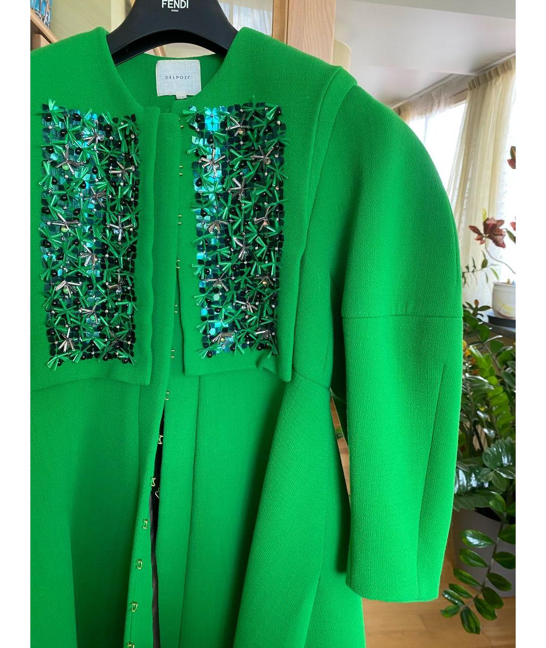 DELPOZO Зеленые шерстяное пальто, фото 4