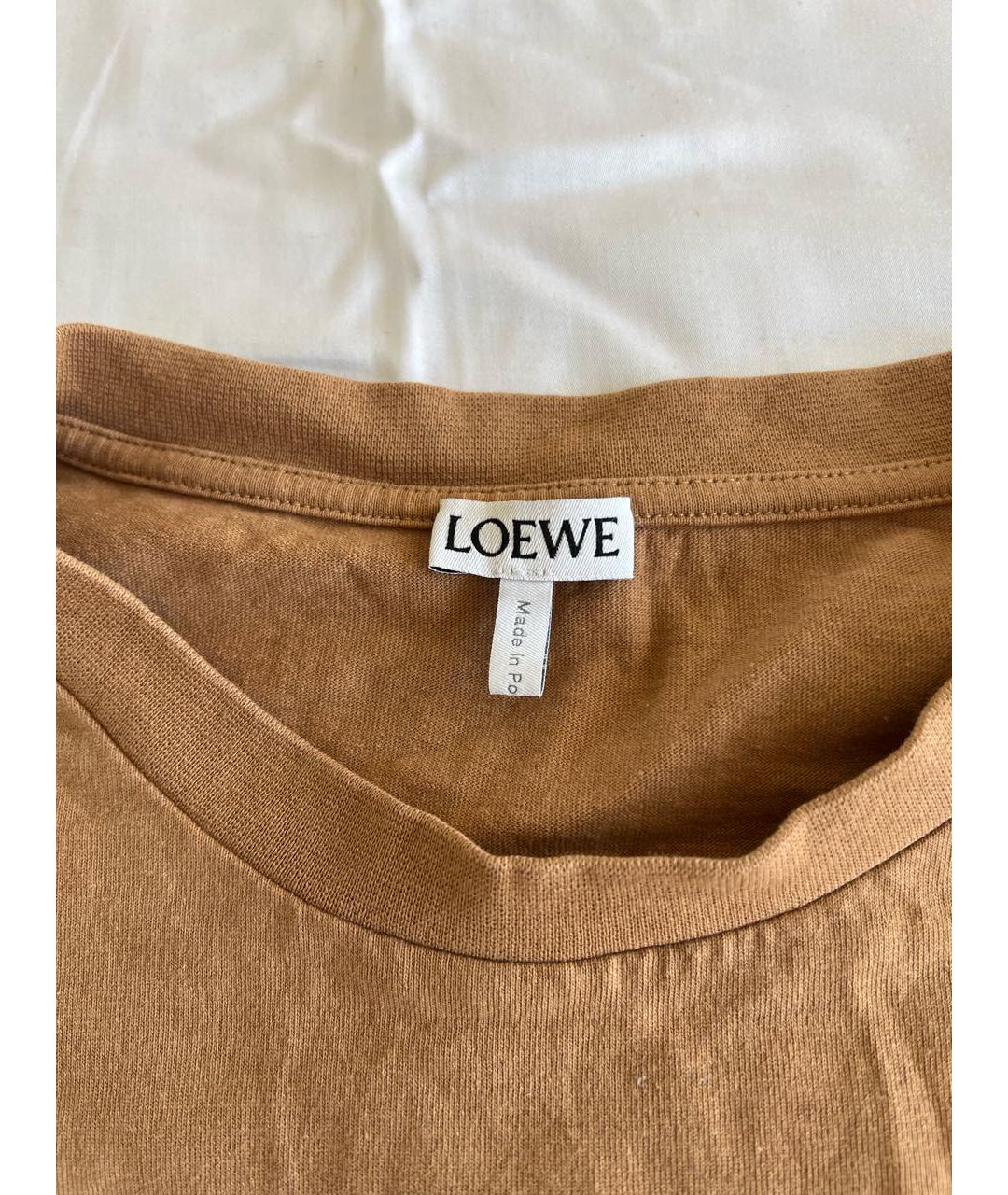 LOEWE Коричневая хлопковая футболка, фото 3