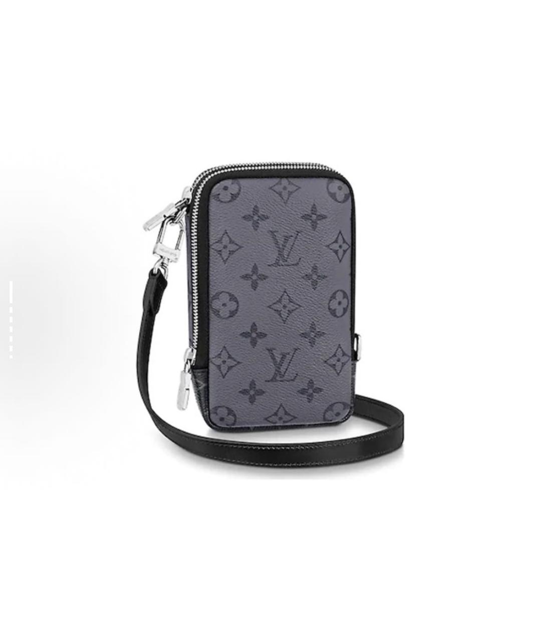 LOUIS VUITTON Антрацитовая кожаная сумка на плечо, фото 5