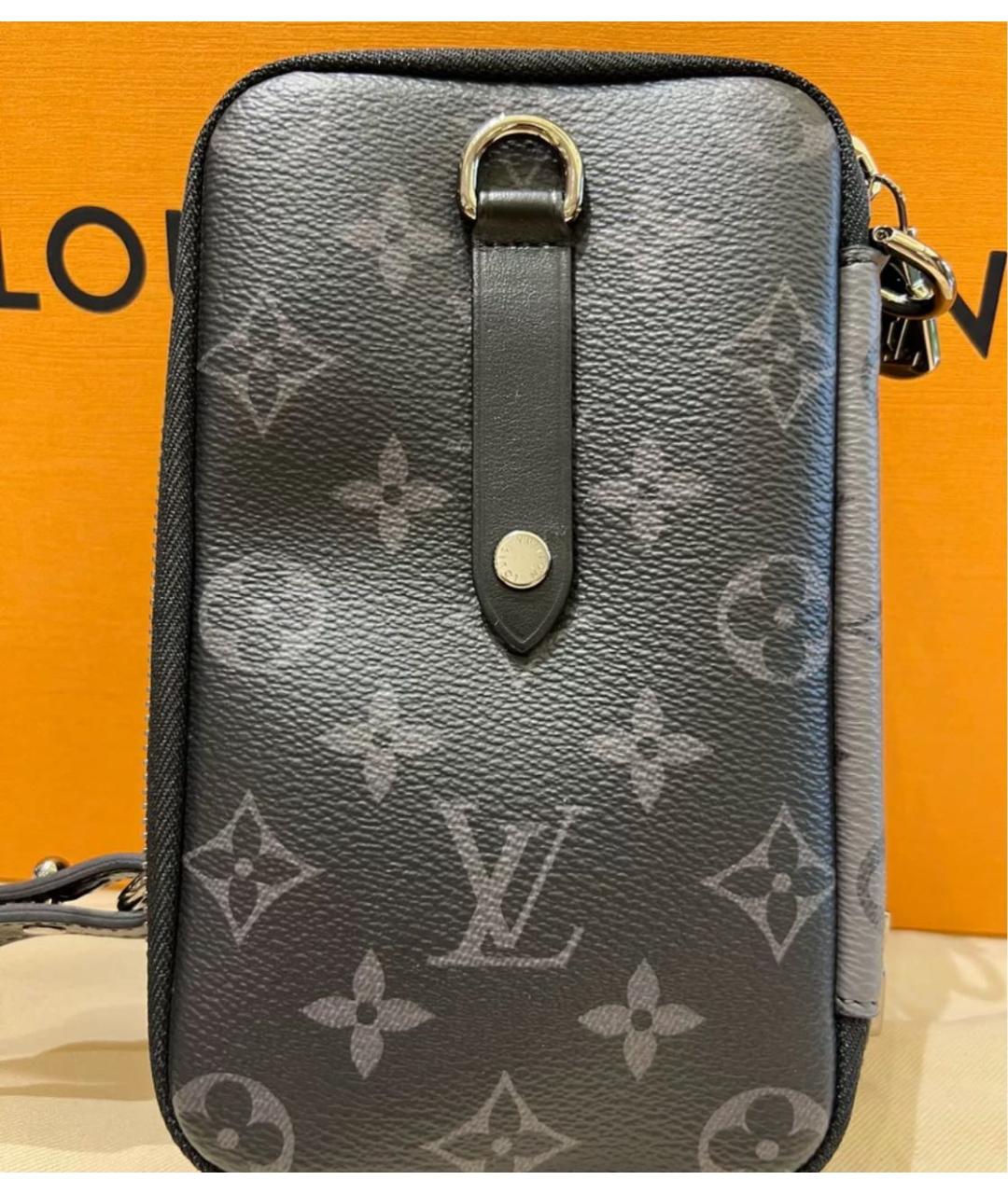 LOUIS VUITTON Антрацитовая кожаная сумка на плечо, фото 3