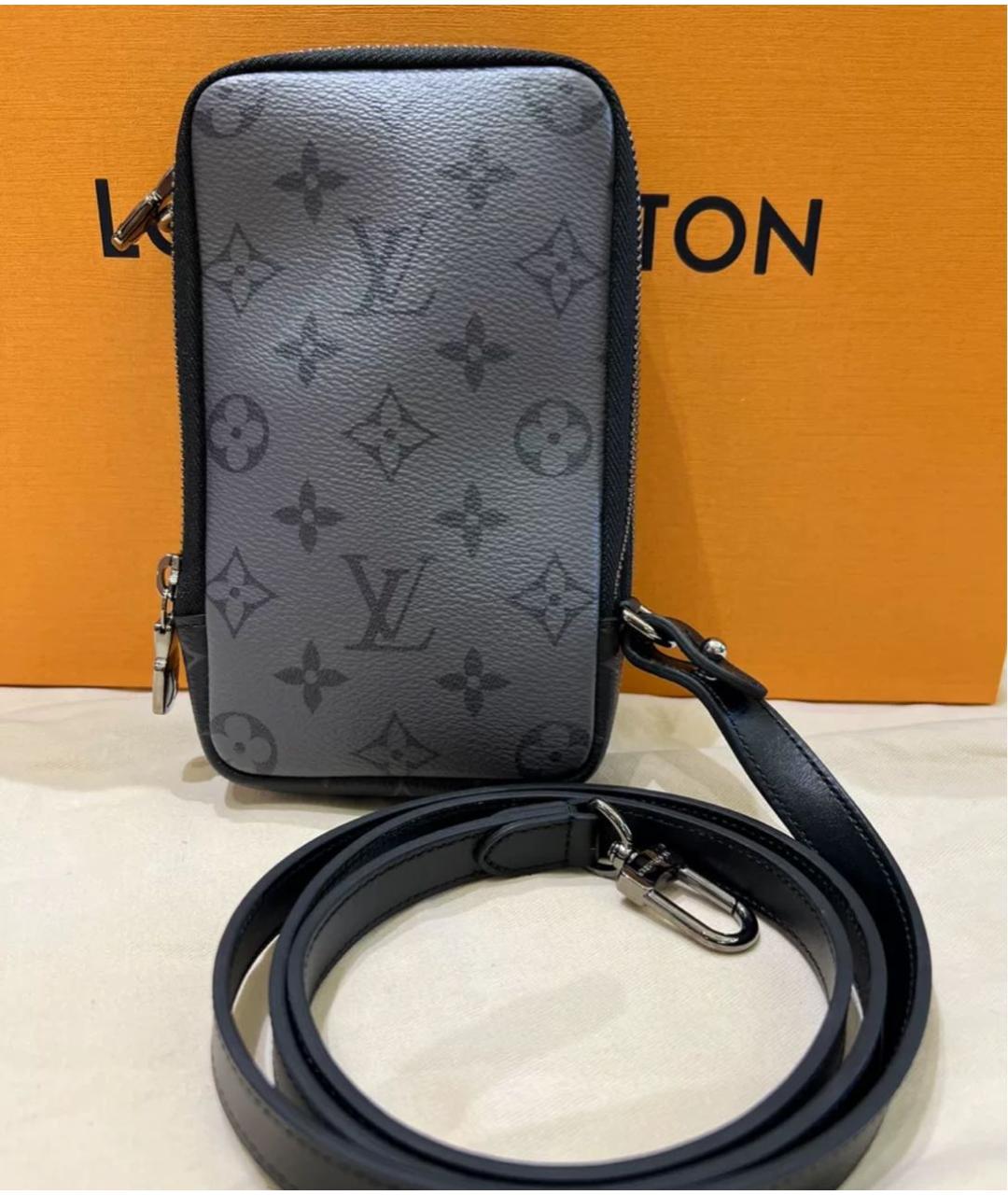 LOUIS VUITTON Антрацитовая кожаная сумка на плечо, фото 2