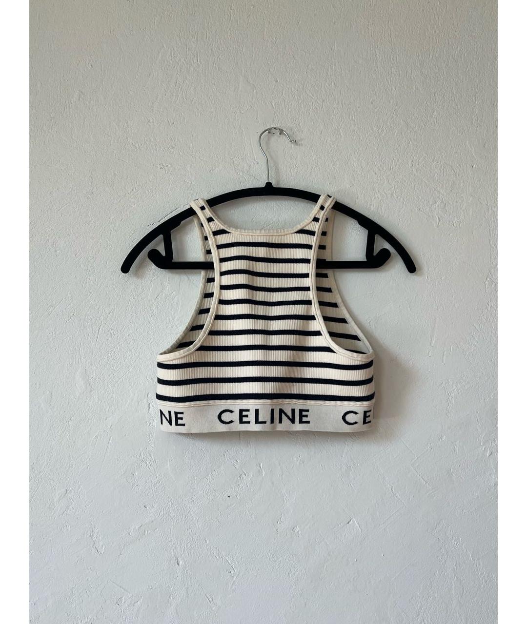 CELINE Белая хлопковая майка, фото 3