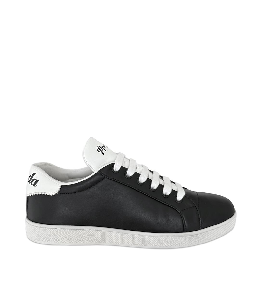 PRADA Черные кожаные кеды, фото 1