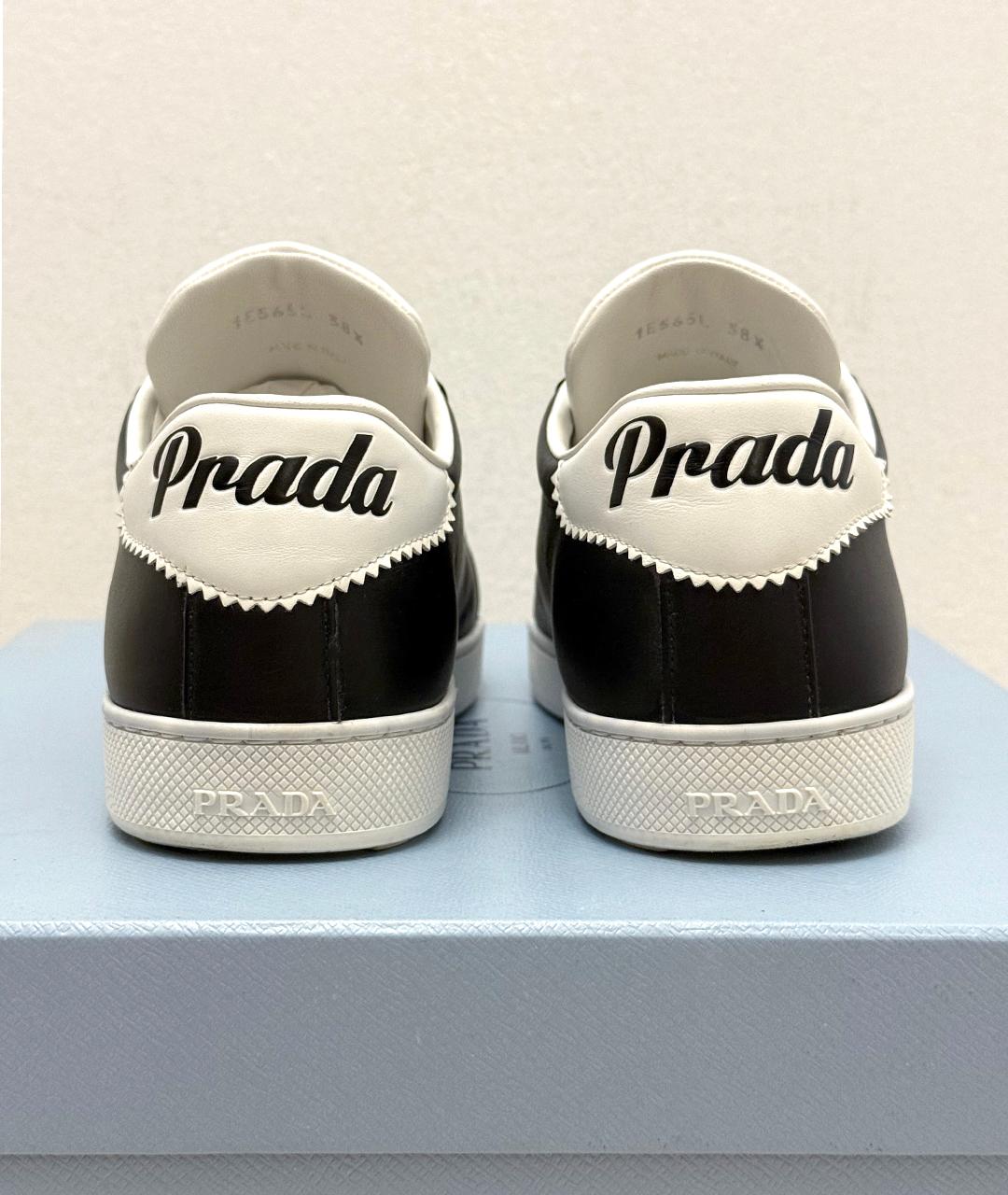 PRADA Черные кожаные кеды, фото 9