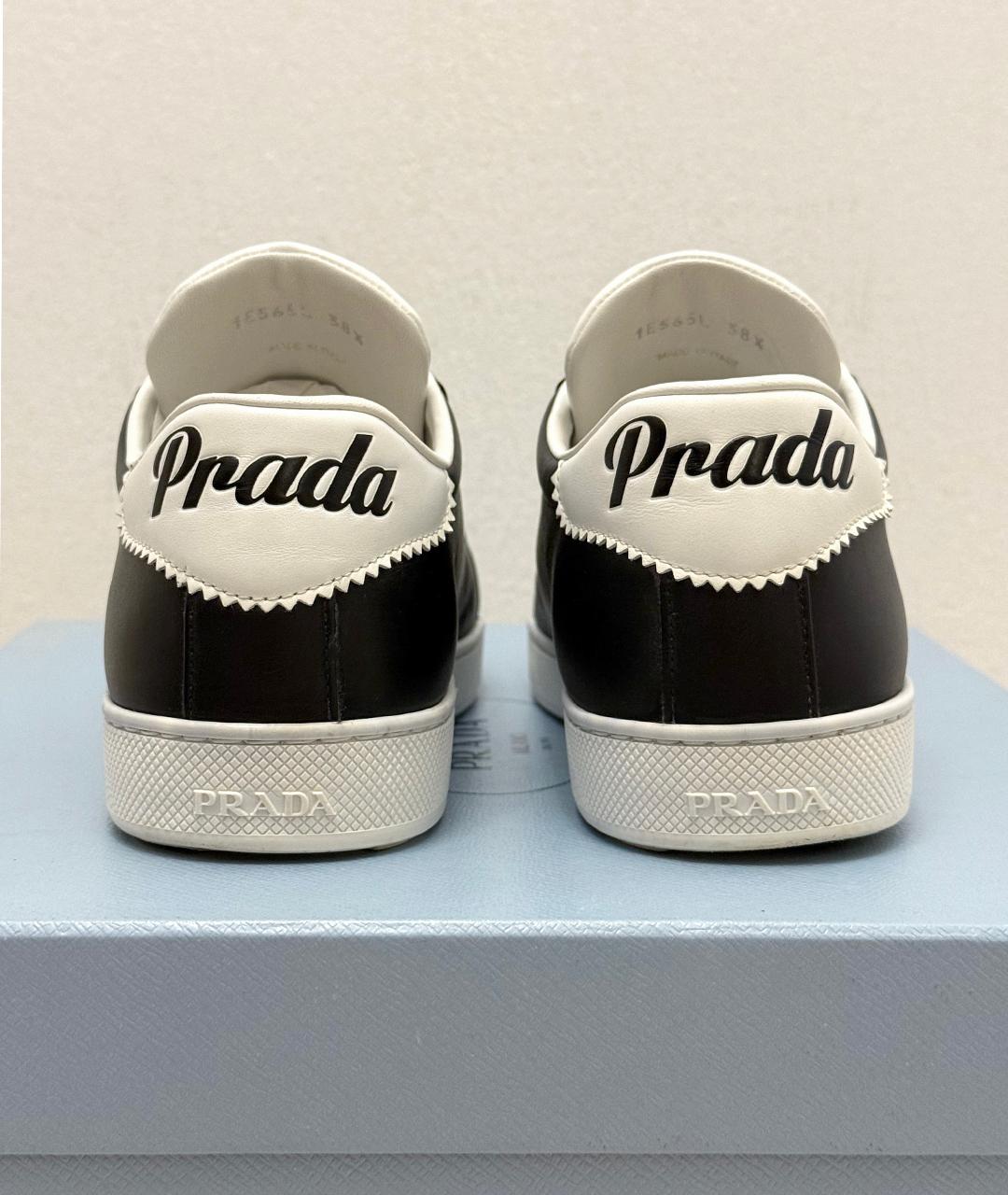 PRADA Черные кожаные кеды, фото 9