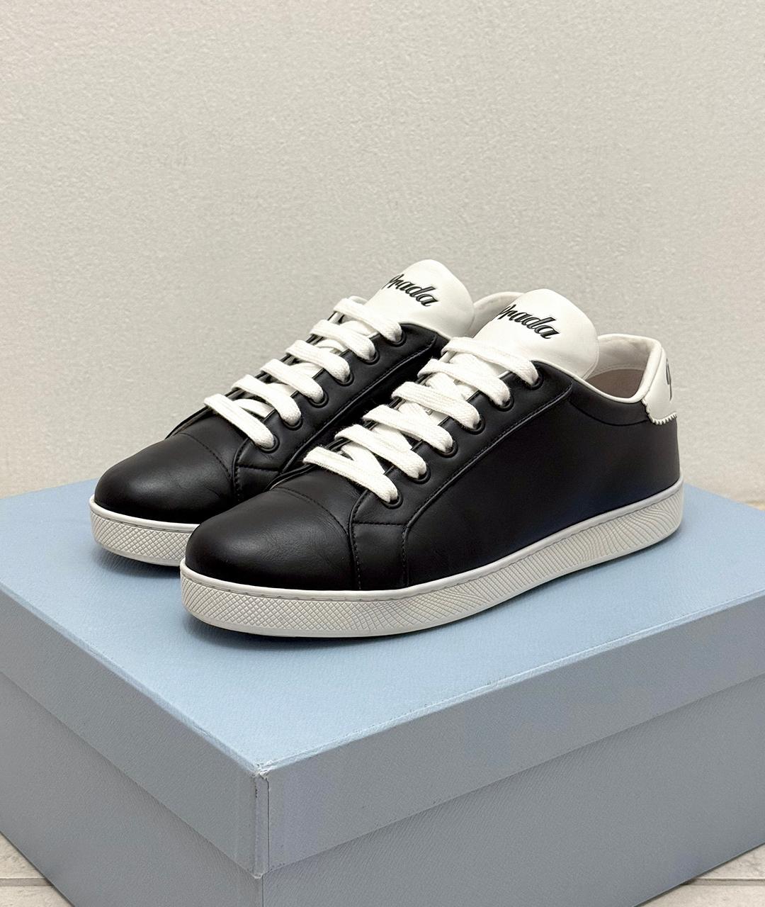 PRADA Черные кожаные кеды, фото 3