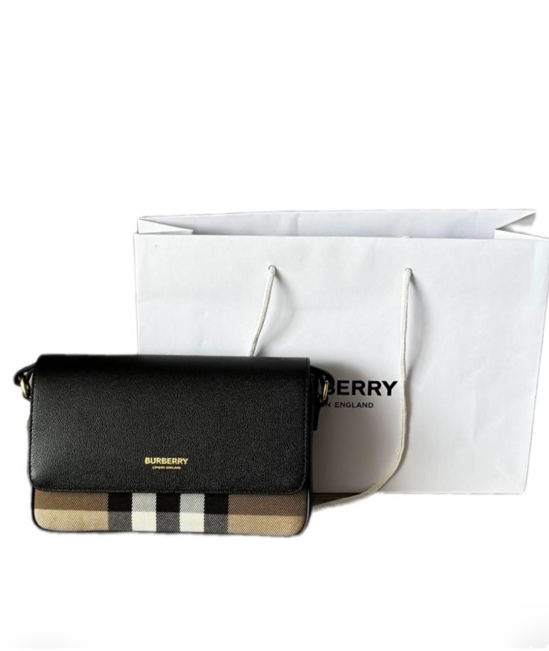 BURBERRY Черная кожаная сумка через плечо, фото 5