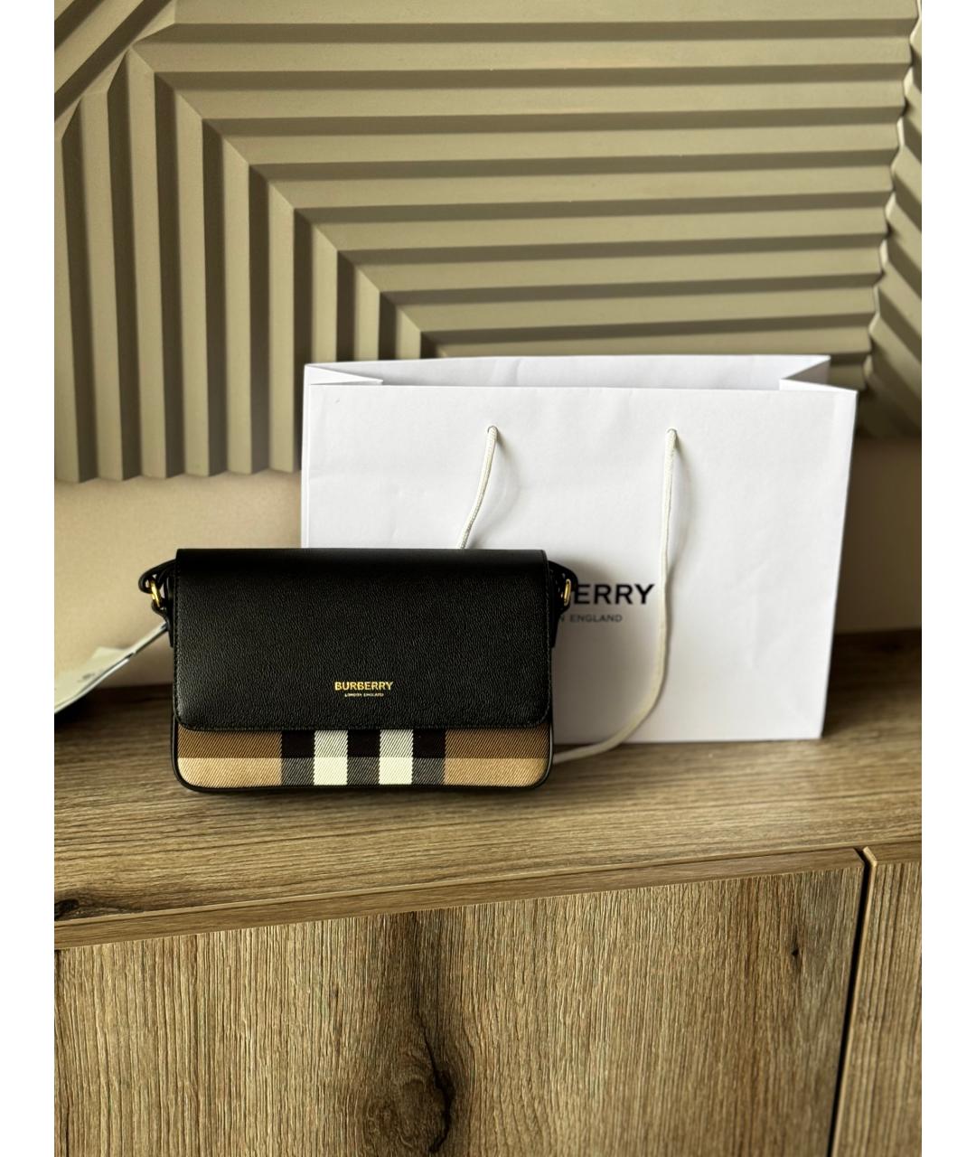 BURBERRY Черная кожаная сумка через плечо, фото 2