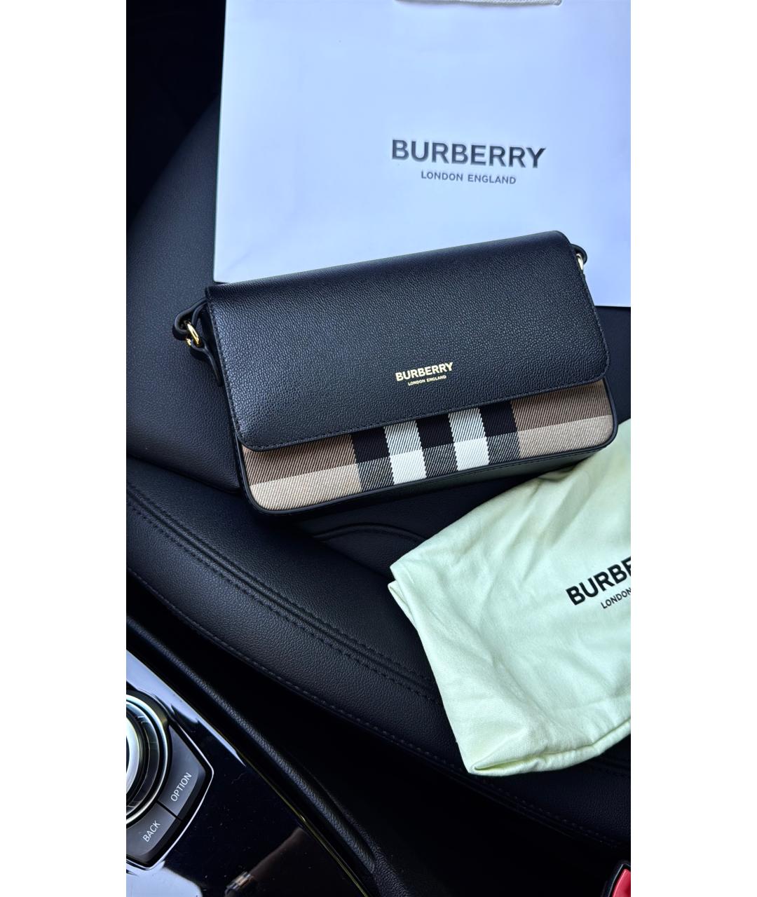 BURBERRY Черная кожаная сумка через плечо, фото 4