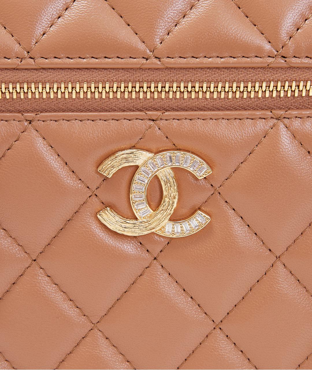 CHANEL Бежевая кожаная сумка с короткими ручками, фото 7