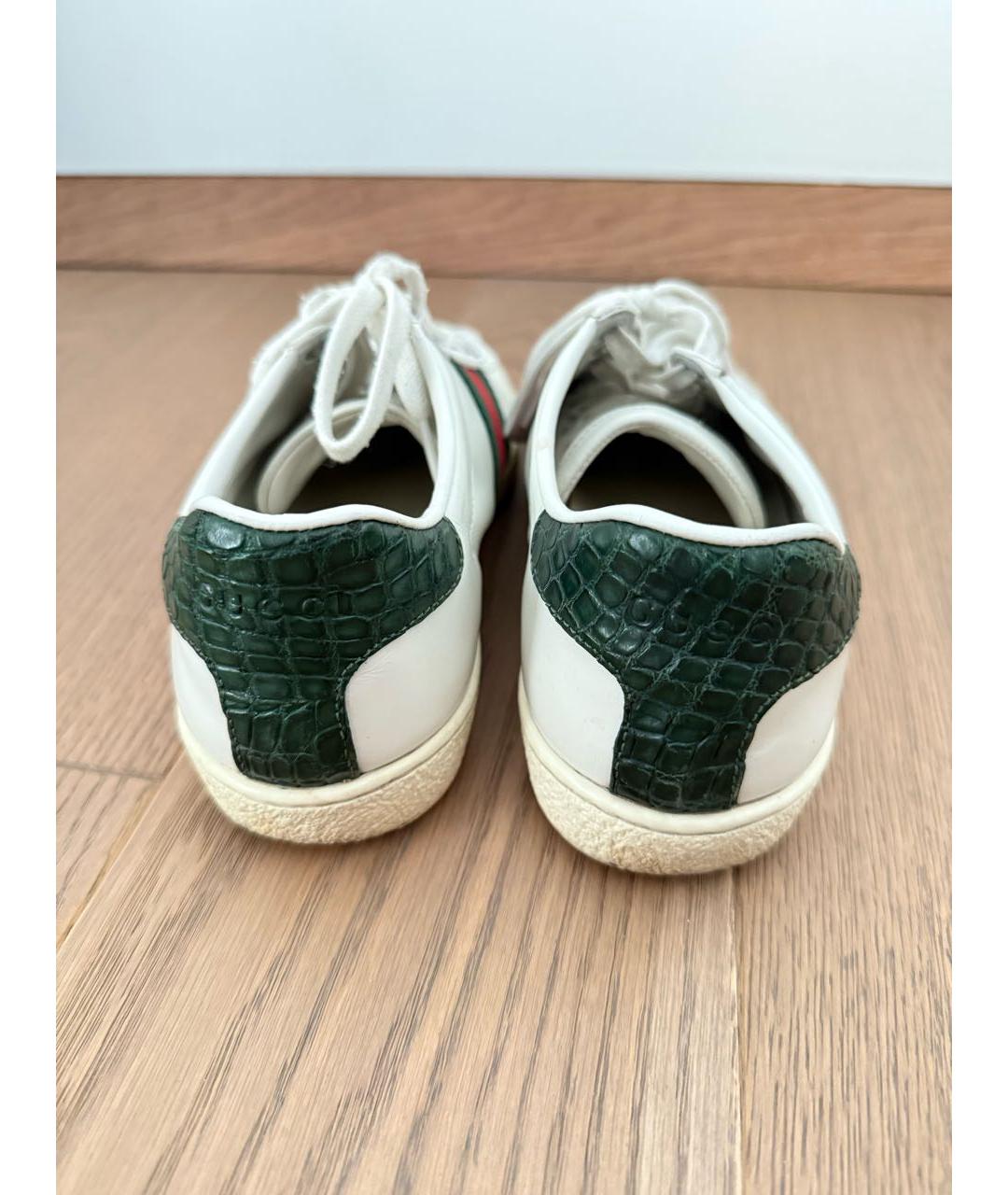 GUCCI Белые кожаные кеды, фото 4