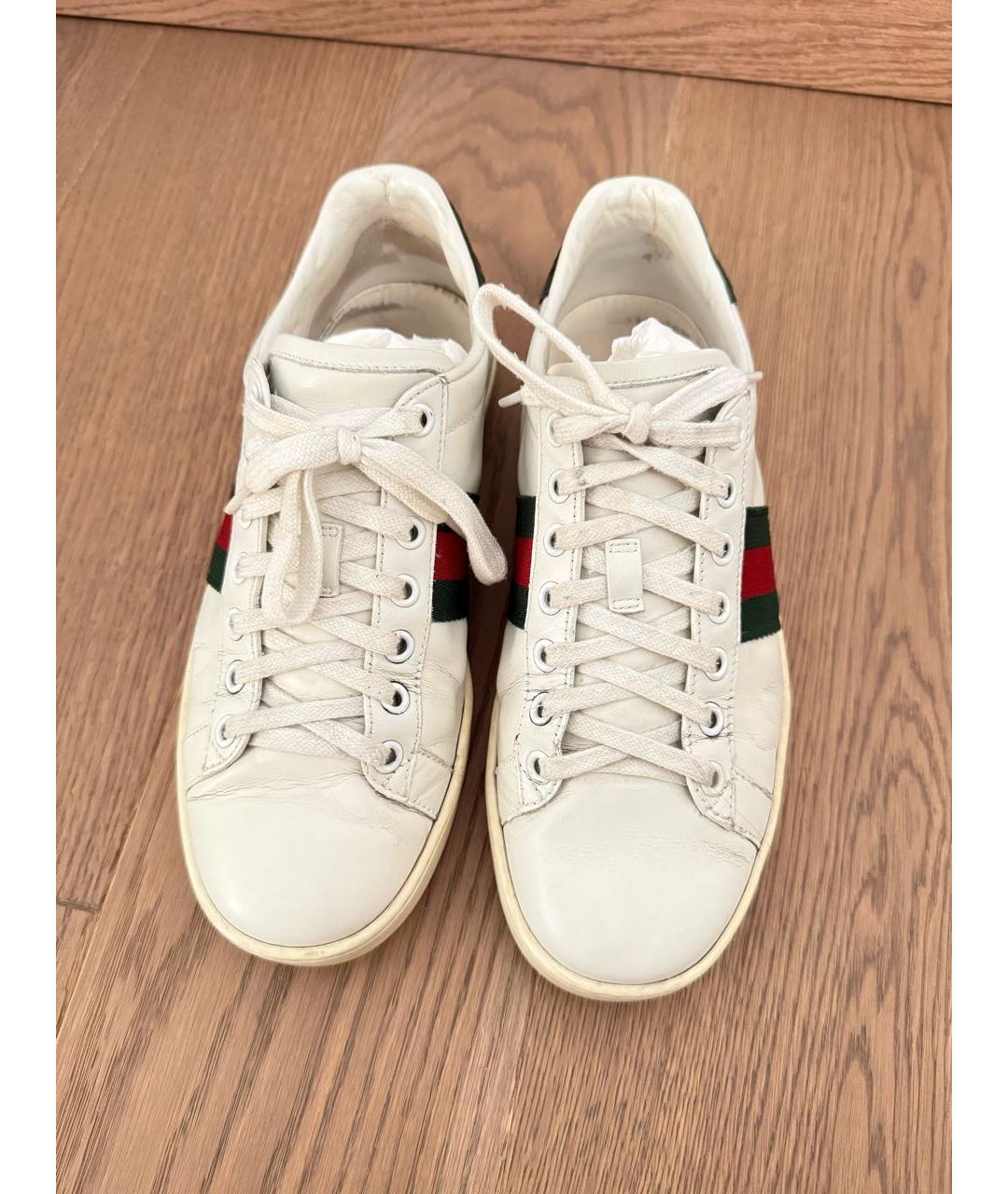 GUCCI Белые кожаные кеды, фото 2