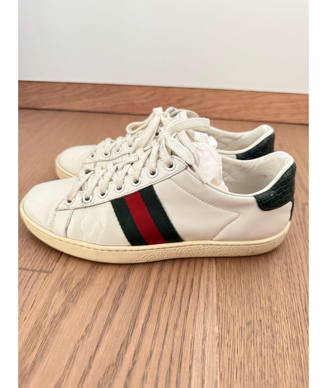 GUCCI Белые кожаные кеды, фото 6