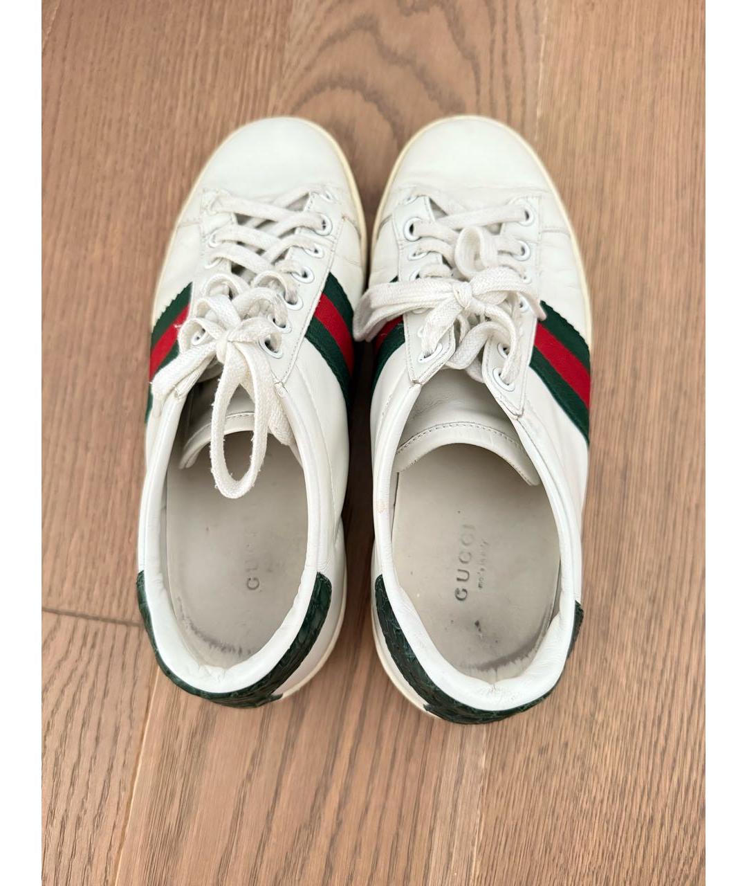 GUCCI Белые кожаные кеды, фото 3