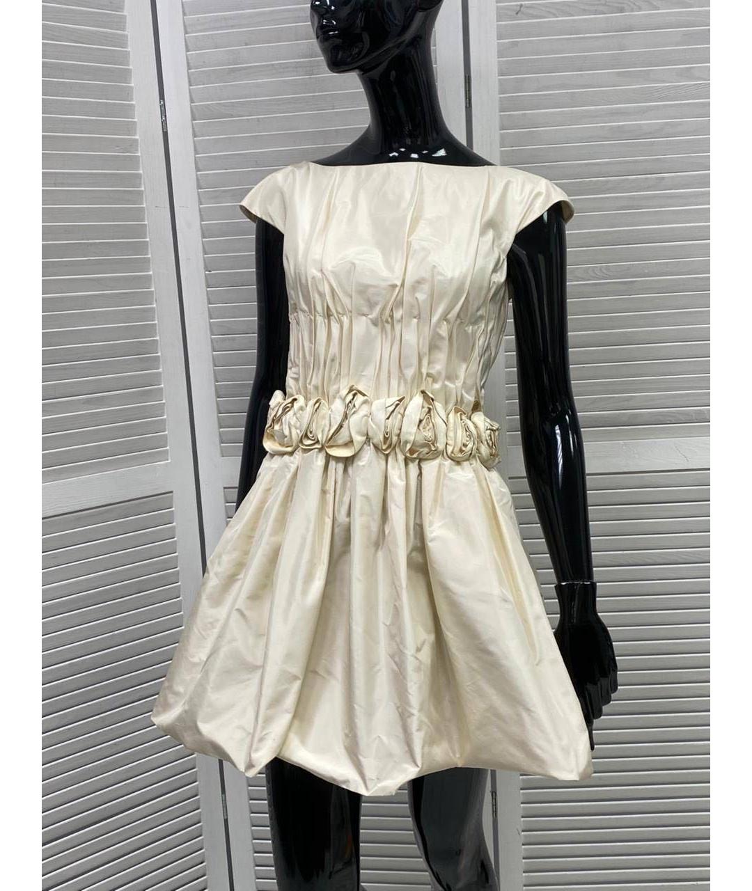 CHANEL Бежевое шелковое коктейльное платье, фото 8