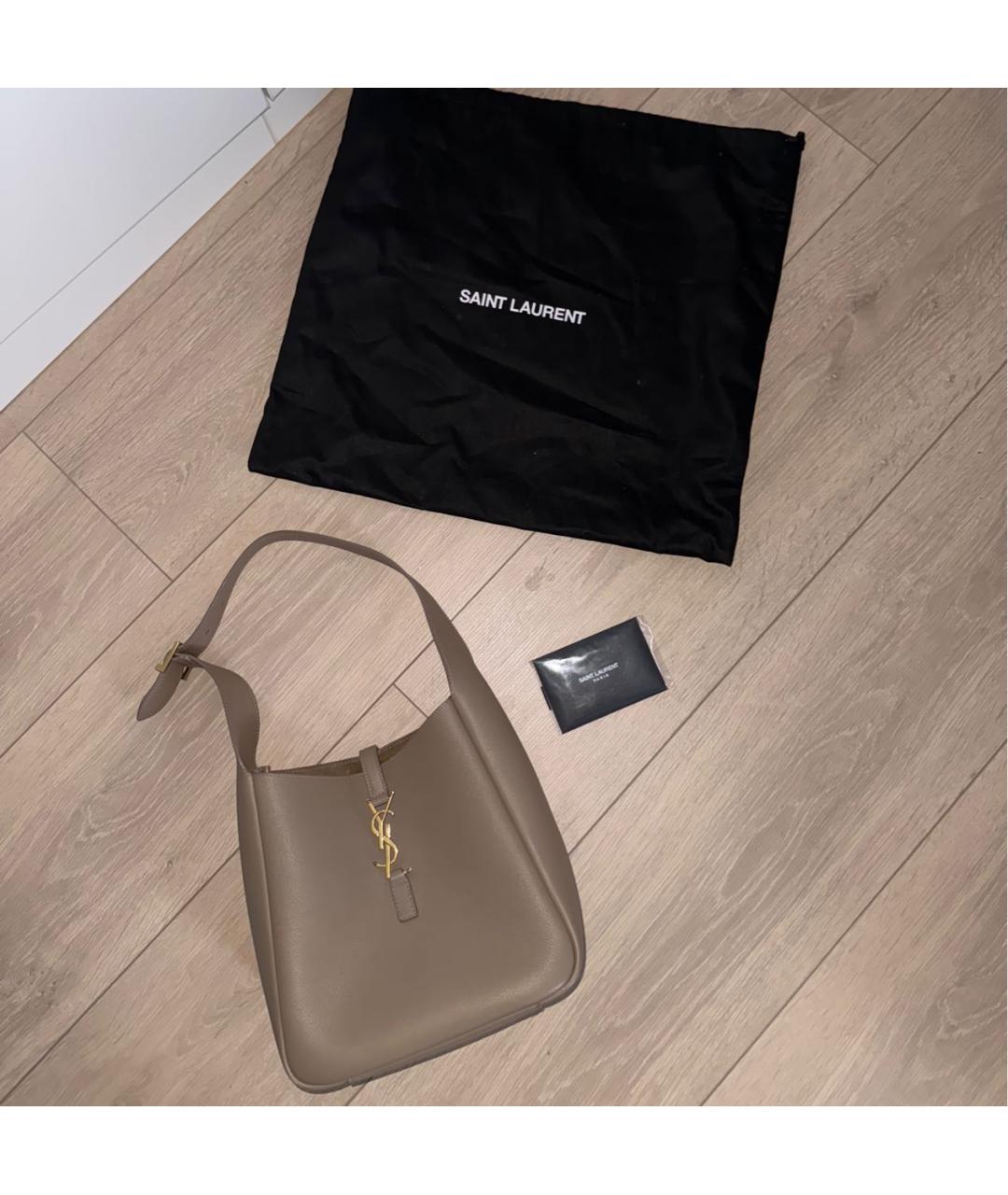 SAINT LAURENT Бежевая кожаная сумка через плечо, фото 5