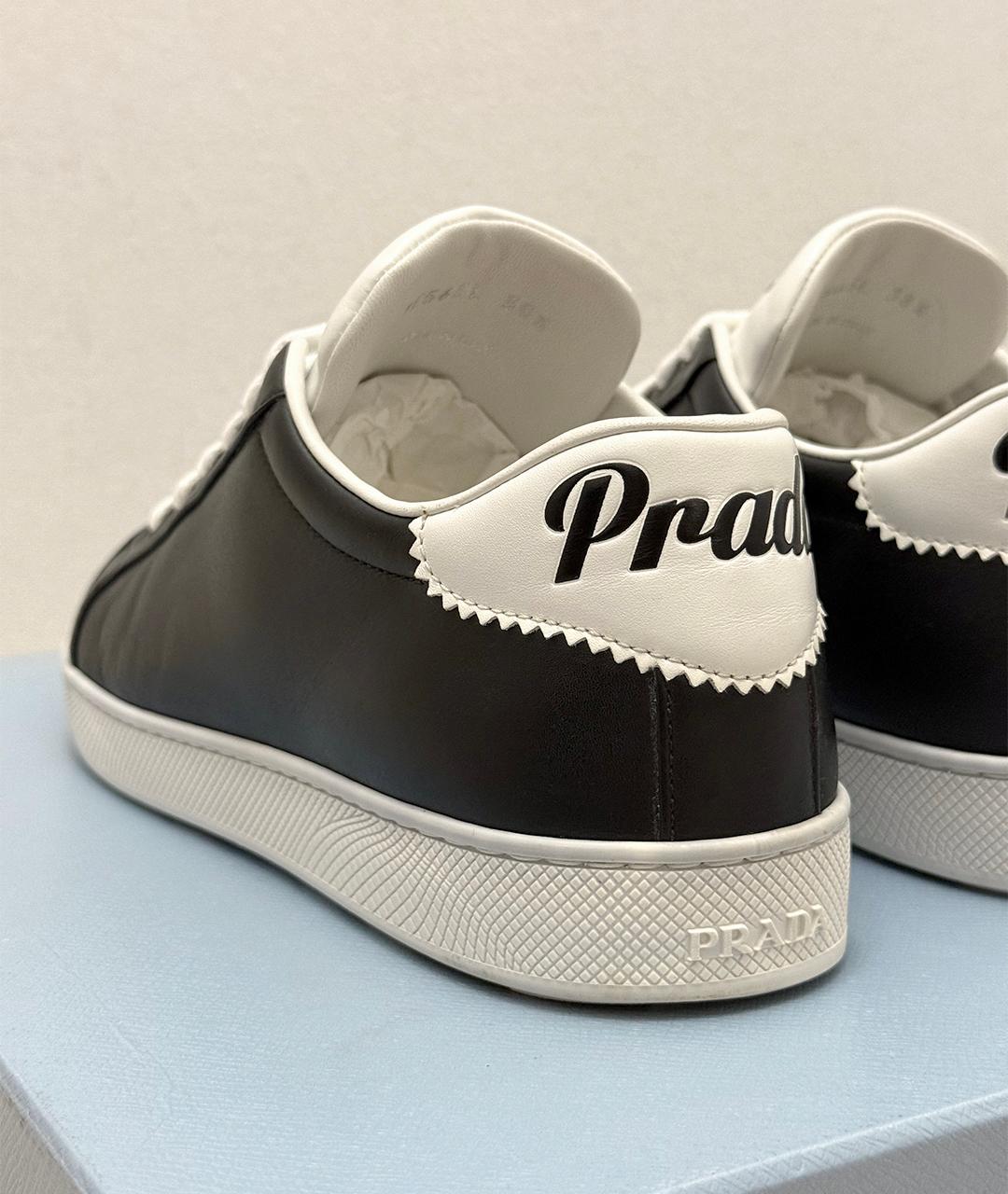 PRADA Черные кожаные низкие кроссовки / кеды, фото 7