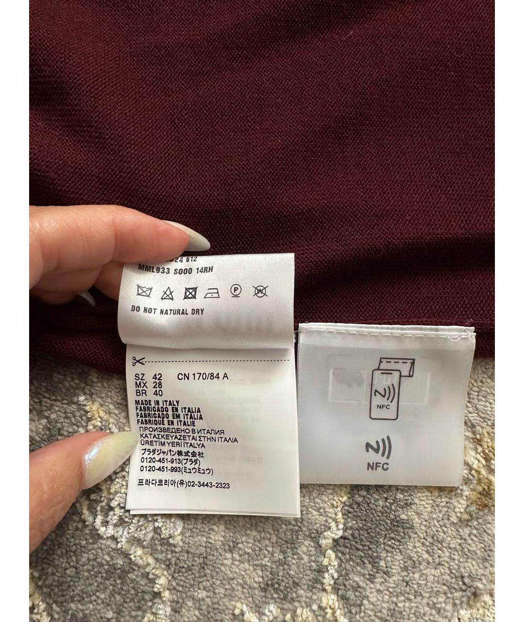 MIU MIU Бордовая футболка, фото 6